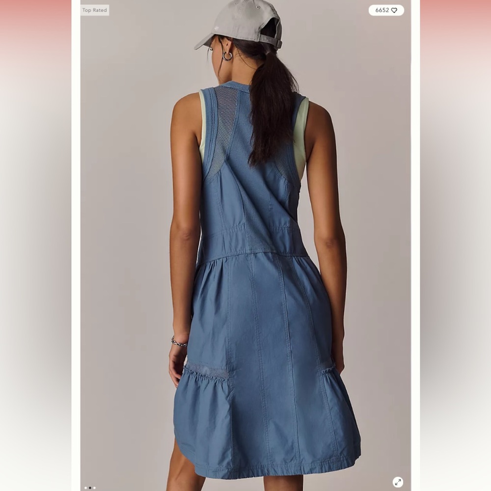 Blue Utility Dress with pockets - Picture 6 of 7